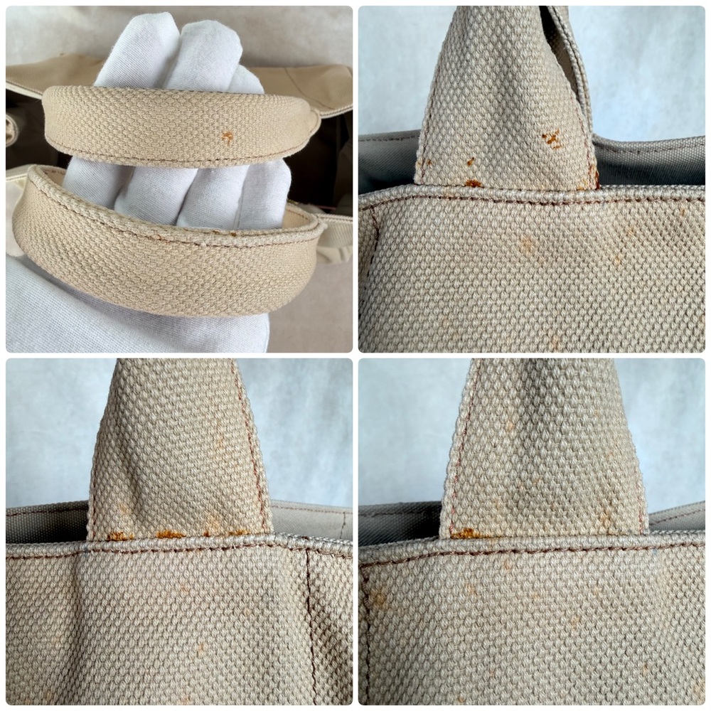 Prada Canapa Large Beige Canvas Tote Bag Gold Hardware - Picture 15 of 15